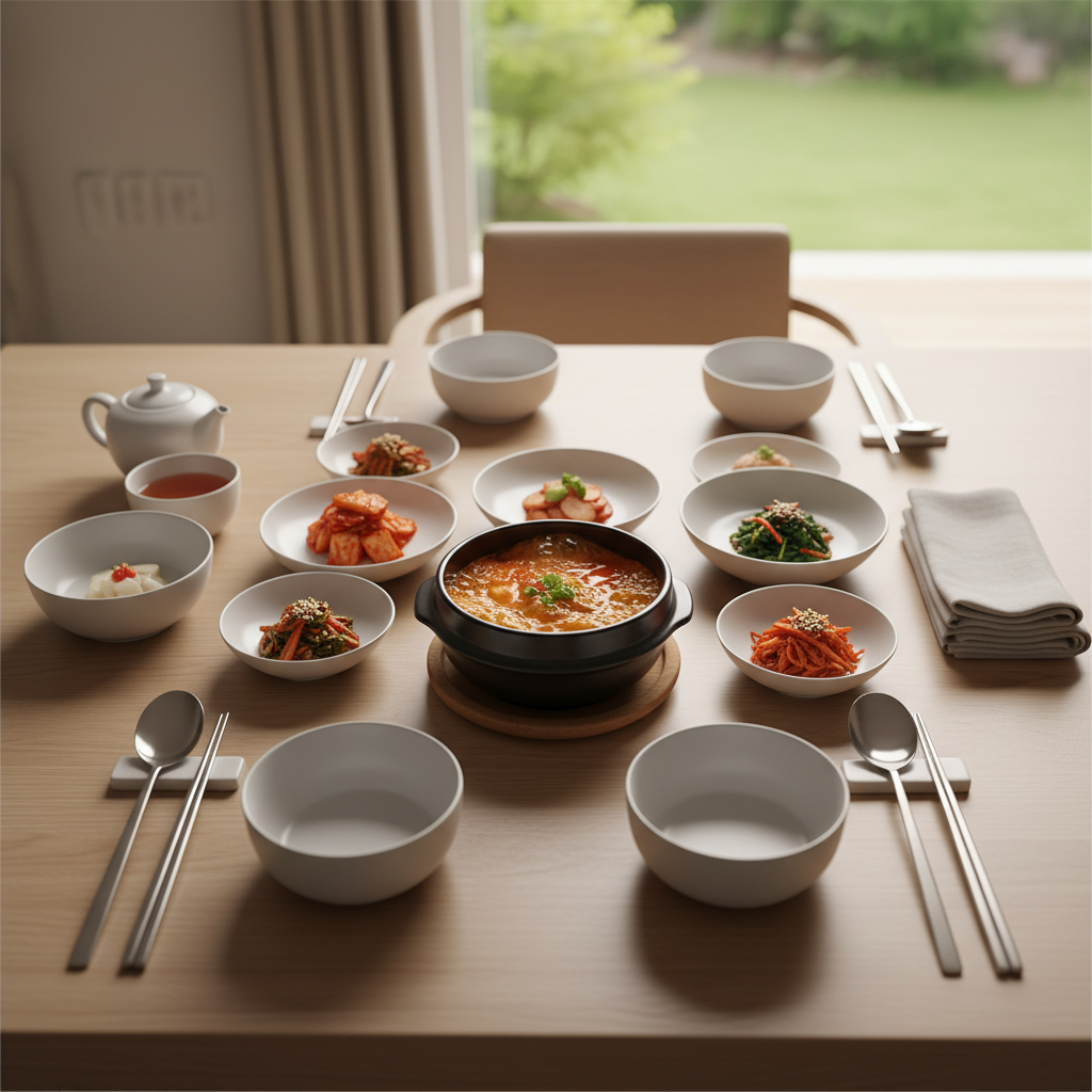 korean food culture guide shared meal table with banchan and korean dishes