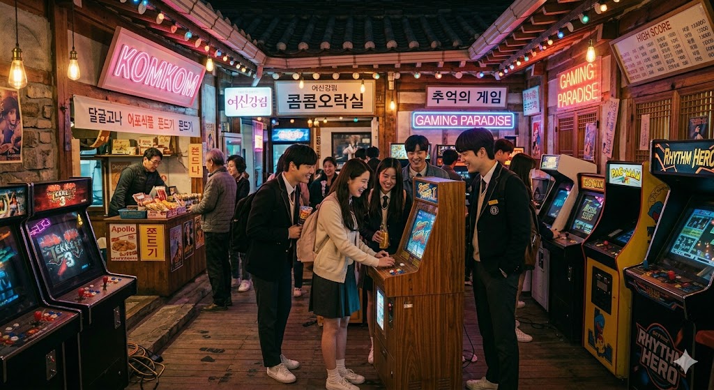 Ikseon-dong hidden alley in Seoul with hanok roofs and warm lights