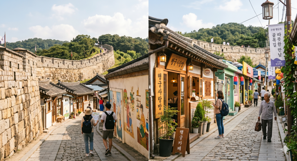 Suwon hidden places in Haenggung-dong near Hwaseong Fortress Korea